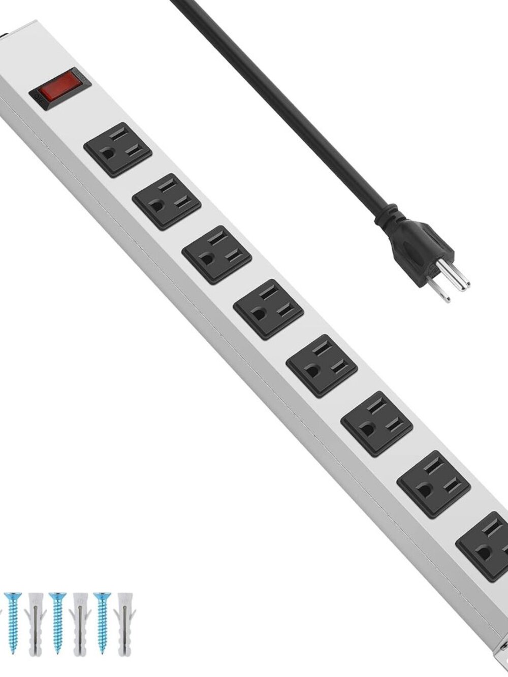 8 Outlet Heavy Duty Metal Power Strip 15A 1875W 6FT